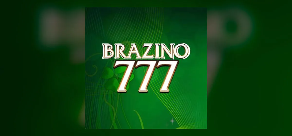 Logo Brazino 777 em fundo verde com elementos gráficos de cassino